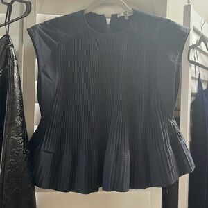 Tibi navy ruffle top